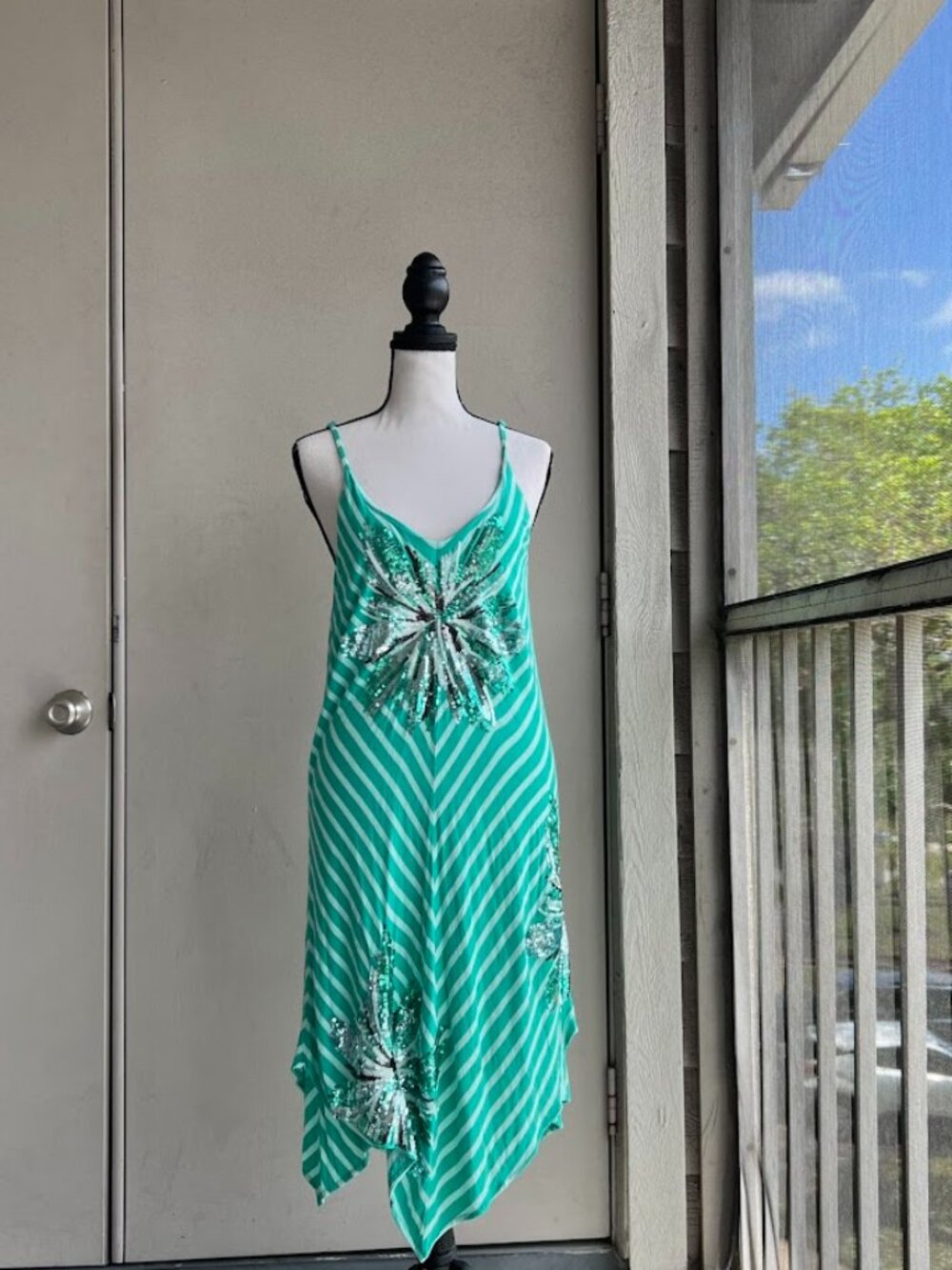 Y2K INC International Concepts Strappy Sequins Dress Striped
